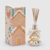 Diffusore per ambienti a forma di albero di Natale con bastoncini glitterati dorati, fragranza Black Vanilla, 60 ml, vetro dorato, scatola regalo.