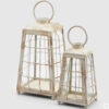 EDG Coppia di Lanterne shabby chic in metallo bianco e vetro
