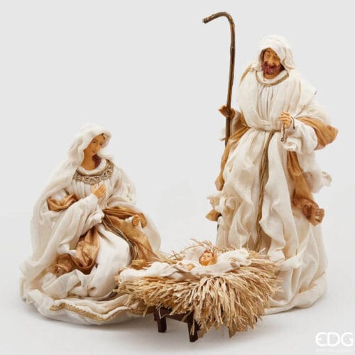 Set di Natività da 3 pezzi con figure di Maria, Giuseppe e Gesù Bambino, alte 70 cm, realizzato da EDG Enzo De Gasperi