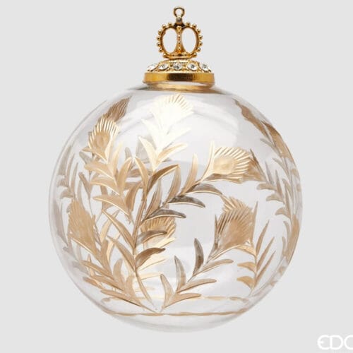 EDG Sfera natalizia in vetro con decori floreali oro Ø13 cm 🎄
