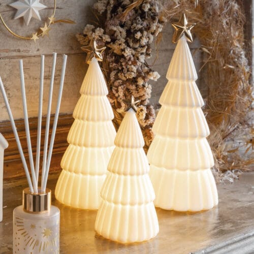 Alternative view of Mathilde M. Albero in ceramica bianco con luci LED h 16 cm