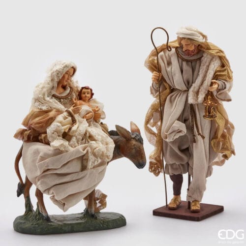 Set natività due pezzi con mulo EDG, altezza 36 cm, decorazione natalizia elegante.