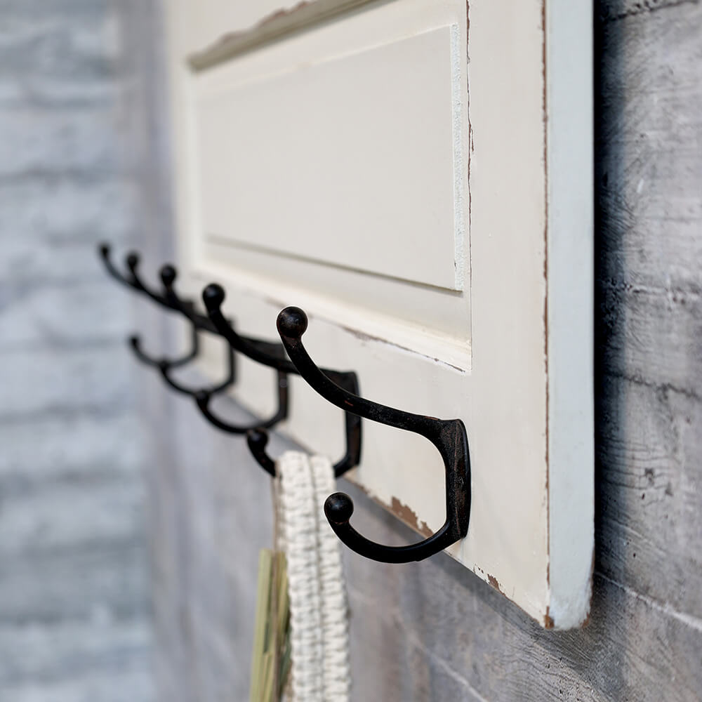 Appendiabiti Shabby Chic con 5 Ganci e Ripiano in Crema Antico - immagine 2