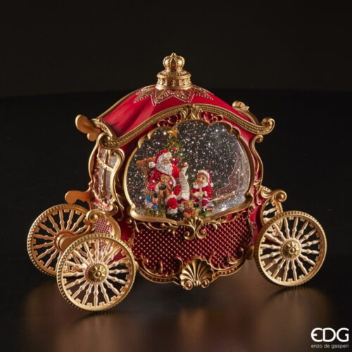 Carrozza natalizia con Babbo Natale illuminata da luci LED. Decorazione elegante per le feste natalizie.