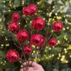 Enzo De Gasperi Ramo con 12 sfere rosse H 53 cm
