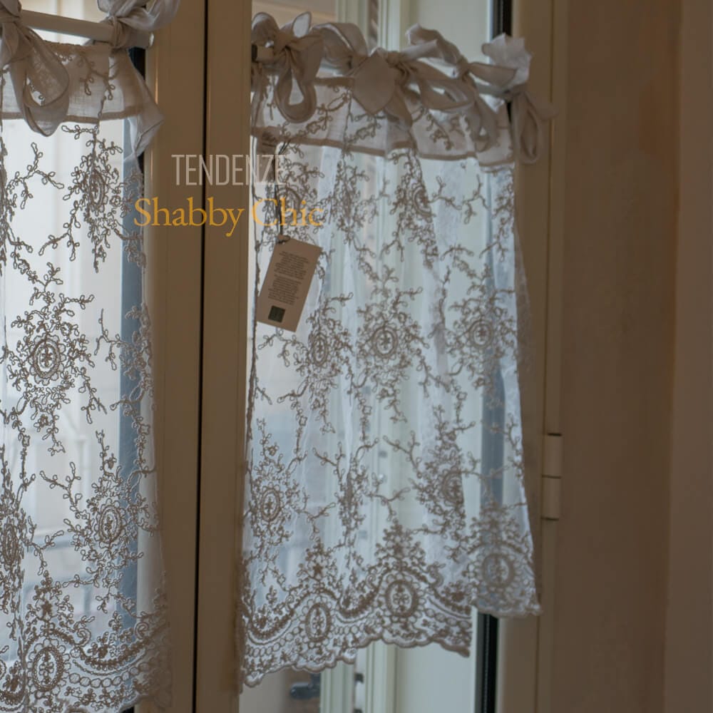 Chez Moi Mantovana a Vetro Mezza tendina in Pizzo Corinzio Color Argilla 70x60 - immagine 2