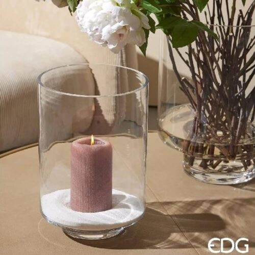 Alternative view of Vase cylindrique en verre avec pied EDG H 35 cm