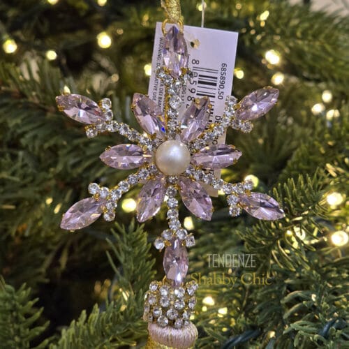 JOJOGOGO Set 4 Federe Cuscino Natalizie Rosa: Motivo Fiocco Di Neve, 50x50 Cm, Per Divano E Soggiorno