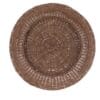 Vassoio in rattan naturale di forma rotonda, dimensioni 34x3 cm, stile rustico.