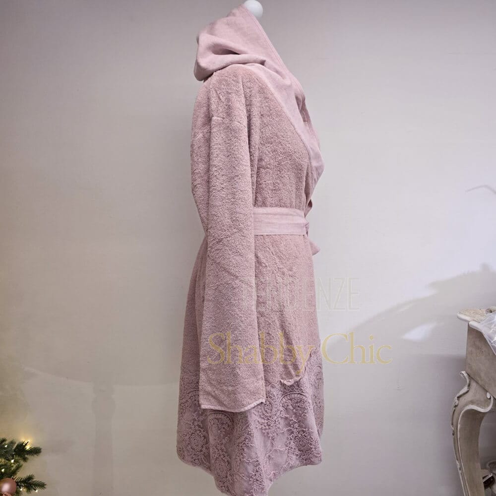 Chez Moi Peignoir Femme Col Châle Corinzio Rose Antique L – Image 2