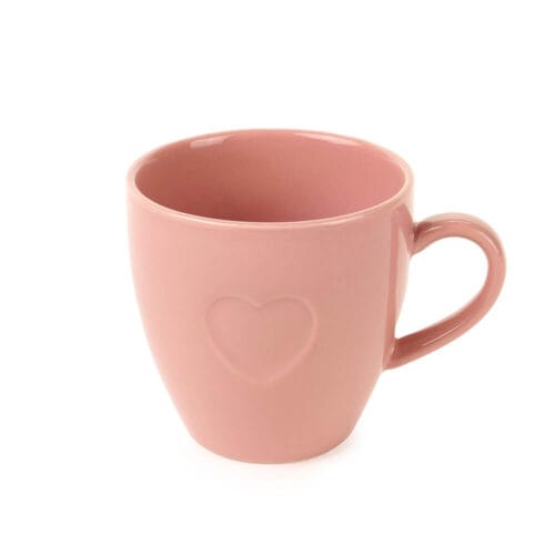 Tazza bianca in porcellana con cuore in rilievo, ideale per tisane, tè o caffè latte. Elegante e romantica, perfetta per ogni occasione.