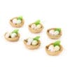 Set di 6 nidi decorativi in stile naturale con uova pastello e foglie verdi. Ideali come segnaposto o decorazioni per Pasqua. Collezione Dorothy di Nuvole di Stoffa.