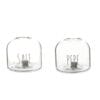 Set sale e pepe in vetro borosilicato trasparente con scritte decorative "SALE" e "PEPE", ideale per una tavola elegante.