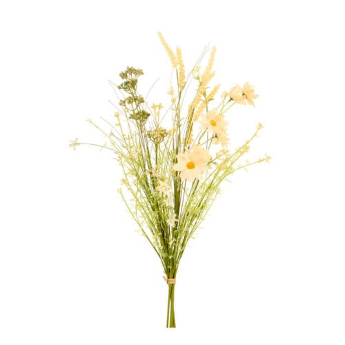 Mazzo di fiori di campo gialli artificiali alto 58 cm, con dettagli realistici e tonalità primaverili. Perfetto per vasi e decorazioni shabby chic.