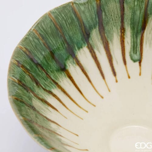 EDG Centro de mesa de cerámica verde y crema H13 D26 - Imagen 2