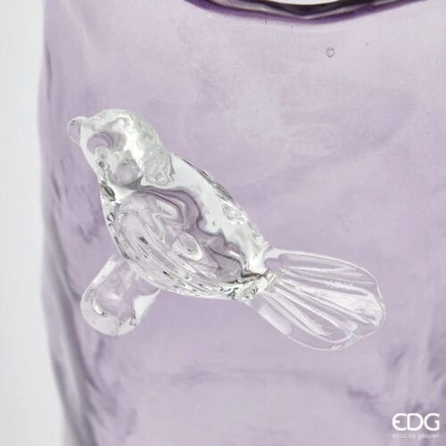 Alternative view of EDG Vaso Cilindro Lavanda con Decorazione Uccellino H27