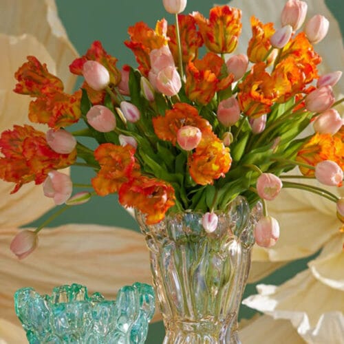 Alternative view of EDG Bouquet de 3 Tulipes Perroquet H 51 cm Orange et Jaune