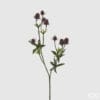 Ramo di cardo artificiale con fiori viola e foglie verdi, altezza 70 cm, ideale per decorazioni eleganti.