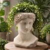 Vaso decorativo busto di donna in poliresina, stile classico ed elegante, EDG.