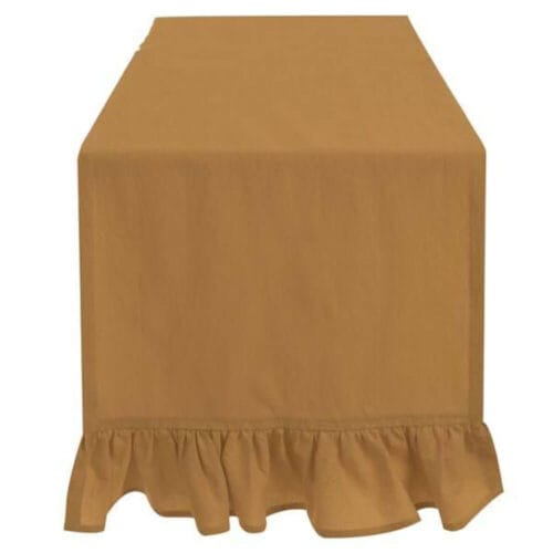 Runner senape shabby chic con frill Infinity Blanc Mariclo 140x40+10 cm