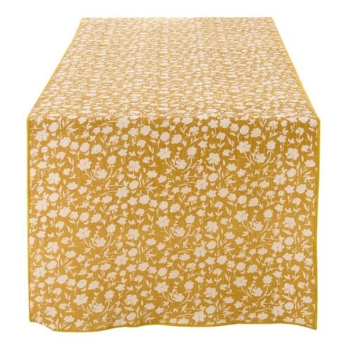 Runner in cotone color senape Floral Impression 45x150