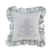 Cuscino quadrato ricamato in misto lino e cotone, con balza decorativa, collezione Dentelle, dimensioni 45x45 cm.