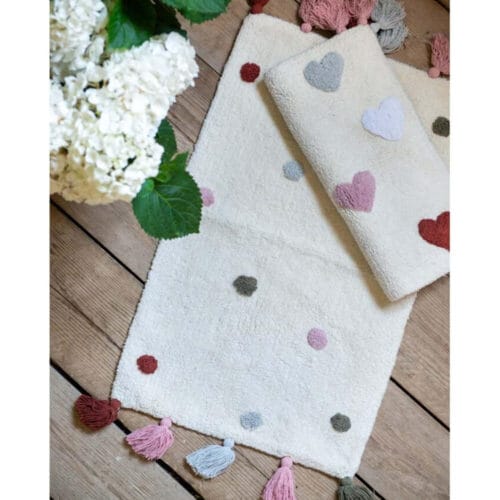 Blanc Mariclò Alfombra de Baño Corazones con Borlas 50x80 cm - Imagen 2