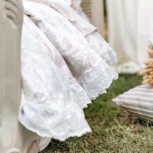 Blanc MariClo Copriletto matrimoniale + 2 copriguanciali Floreale con Pizzo Sangallo - immagine 2