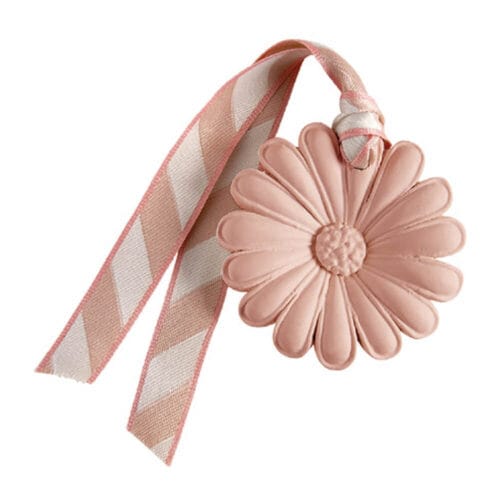Decorazione profumata Mathilde M. a forma di margherita rosa in gesso, con nastro decorativo e fragranza fresca "Néroli Paradis".
