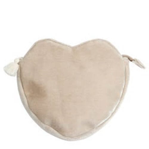Mathilde M. Pochette Cuore Velours Beige 20x23 cm