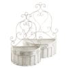 Mezzo vaso da parete in metallo bianco con design romantico e decorativo, perfetto per piante o decorazioni floreali.