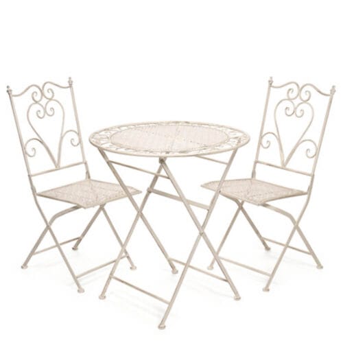 Set tavolo e 2 sedie in metallo avorio shabby chic Nuvole di Stoffa