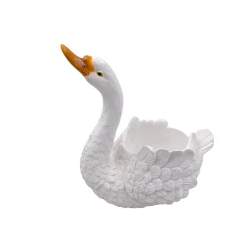 Scultura decorativa in resina a forma di cigno bianco, elegante e raffinata, ideale per interni ed esterni.