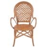 Sedia in rattan naturale con schienale alto e lavorazione a griglia, braccioli curvi e struttura intrecciata, firmata Blanc Mariclò.