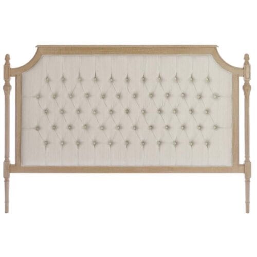 Testata letto imbottita con struttura in legno naturale e rivestimento in cotone capitonné, stile shabby chic francese Blanc Mariclò.