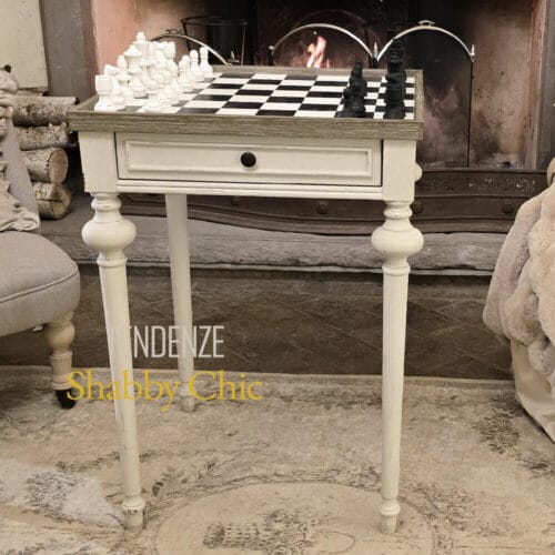 Blanc Mariclò Tavolino Scacchiera con Cassetti 55x55x76 cm - immagine 2