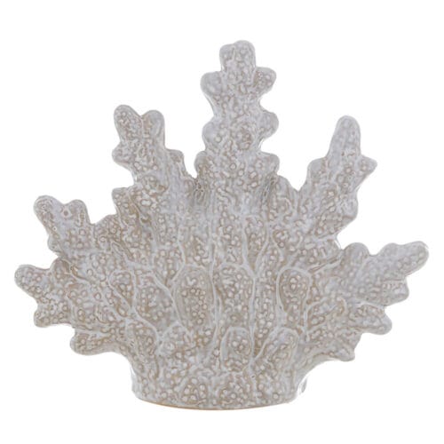 Decorazione corallo Blanc Mariclò in resina lucida color crema e bianco, con superficie puntinata effetto realistico e struttura ramificata.