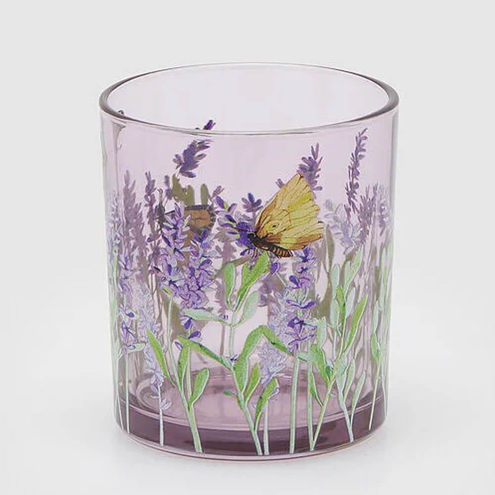 EDG Porte-bougies à réchaud en verre Lavande H10 D9 cm