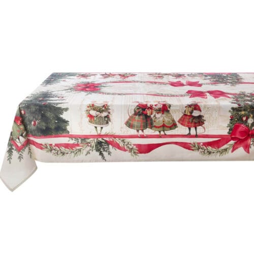 Nappe en coton Blanc MariClò 160x280 cm Noël Féerique – Image 3