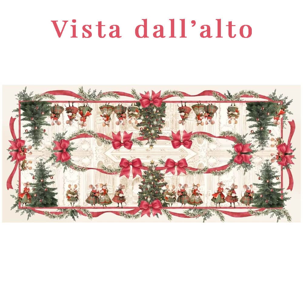 Nappe en coton Blanc MariClò 160x280 cm Noël Féerique – Image 2