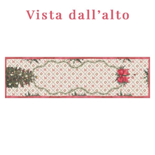 Alternative view of Blanc MariClò Camino de mesa Cuento de Navidad con lazos rojos 50x180 cm