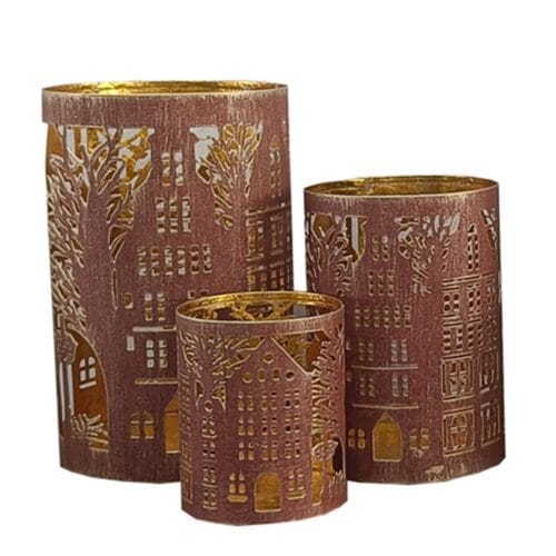 Blanc Mariclò Set 3 Lanterne Borgo Antico Metallo Rosso [VEDI DIMENSIONI]