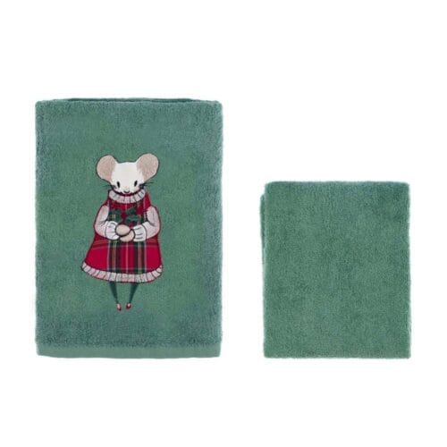 Blanc Mariclò Coppia Spugna Verde 40x60+60x110 Favola di Natale
