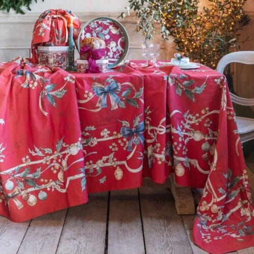 Alternative view of Blanc MariClo Nappe de Noël rouge 160x350 Intrecci di Sogno