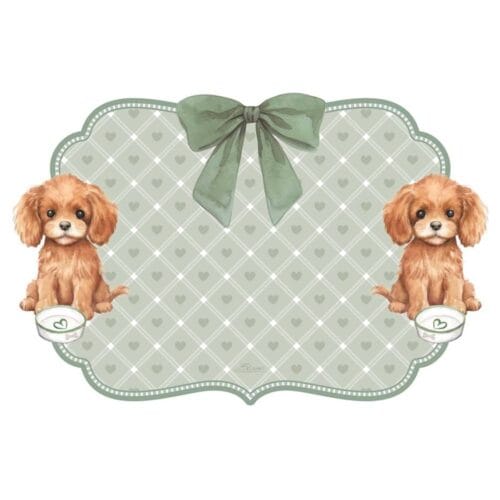 Blanc MariClo' Mantel Individual Vinilo Cachorros Verde Salvia 49x32 cm - Imagen 2
