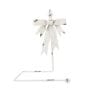 Portarotolo in metallo bianco con fiocco decorativo effetto shabby chic, ideale per bagno o cucina.