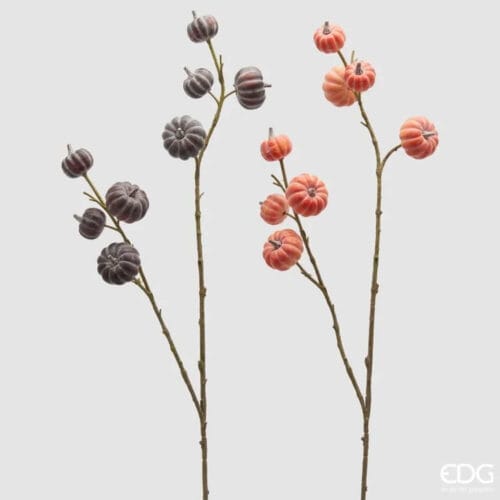 Ramo decorativo EDG con 8 zucchette effetto vellutato, in due tonalità: arancio tenue e vinaccia.