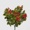 Cespuglio decorativo con foglie verdi e bacche rosse, effetto naturale, firmato EDG.