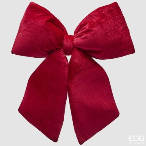 Fiocco decorativo EDG in velluto color bourgogne, grande formato, con tessuto vellutato e struttura morbida.