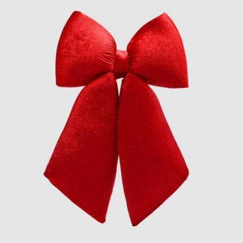Fiocco EDG in velluto rosso, formato medio-piccolo, con tessuto morbido e aspetto elegante.